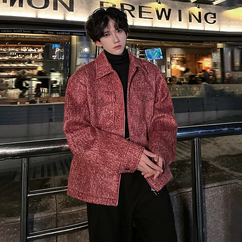 Luzhen 2025 novos bolsos da moda decorar cor sólida velo jaqueta casual masculino bonito de alta qualidade solto roupas masculinas jy5294