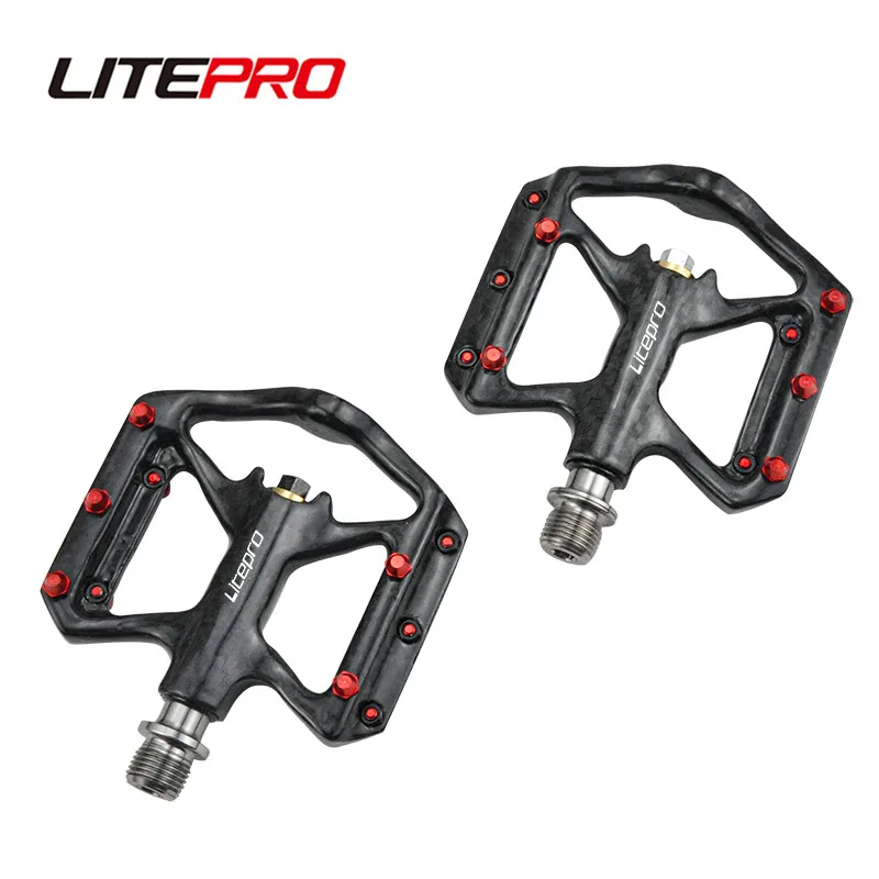 Litepro Road Bike Titanium Shaft Full Carbon Fiber Pedals 180g Bearings Sealed Folding Bicycle Foot Pedal For brompton