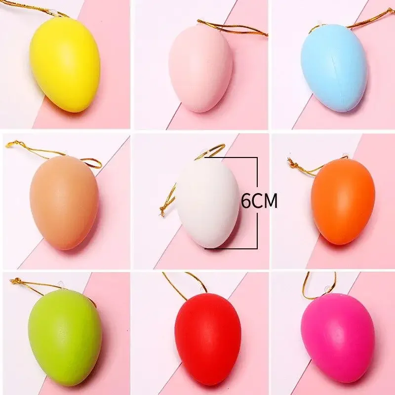 6PCS Children Painting Egg Toy With Rope Gifts Plastic Hanging Easter Arts Crafts DIY Toys Fun Funny Gadgets Kid Birthday Gift