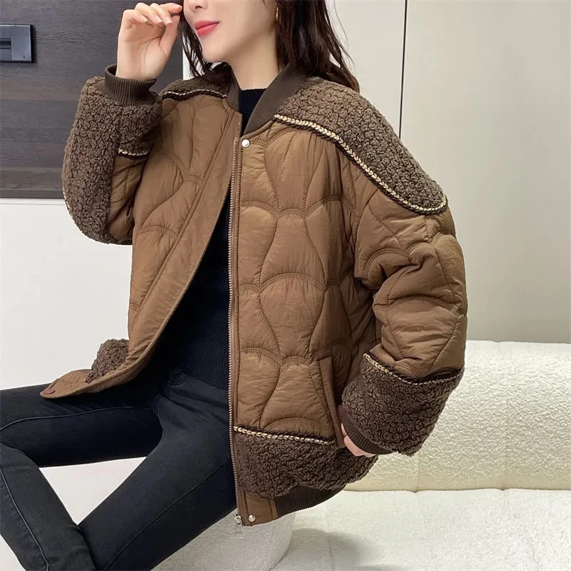 New High-quality Patchwork Cotton Jacket With Trendy And Thickened Color, Stand Up Collar Patchwork, Warm And Fashionable Jacket