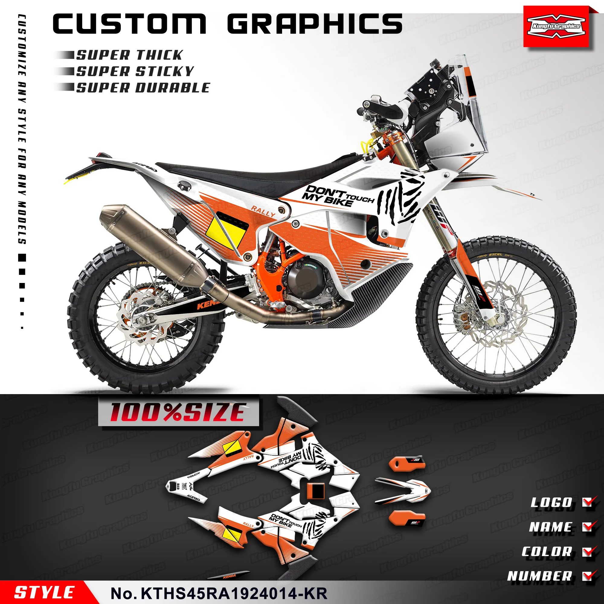 

KUNGFU GRAPHICS Adhesive Sticker Adhesive Decals for KTM Husqvarna Rally 450 2019 2020 2021 2022 2023 2024, KTHS45RA1924014-KR