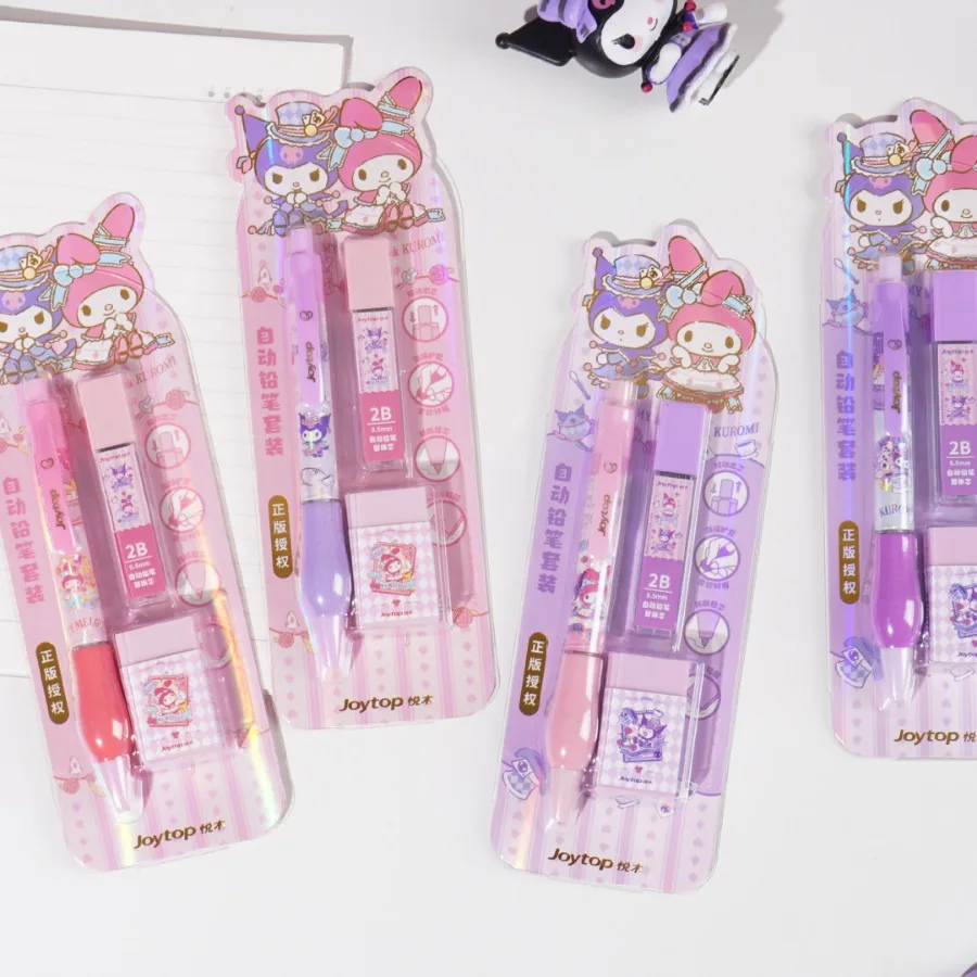 24pcs New Sanrio Mechanical Pencil Set Cartoon Cute Automatic Pencil Student Stationery Kids Gift