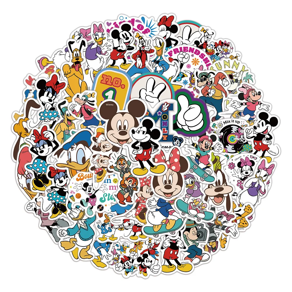 

50pcs Mickey Mouse 2 & Donald Duck Cute Cartoon Graffiti Stickers Waterproof Diy Decals For Phone Ipad Notebook Luggage Decor