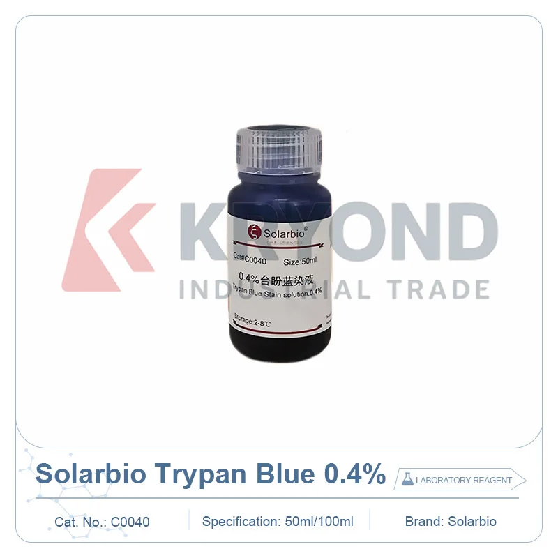 Solarbio Trypan Blue Solution C0040 0.4 Percent Biochemical Staining Reagent for Counting Viability Research Testing 50/100ml