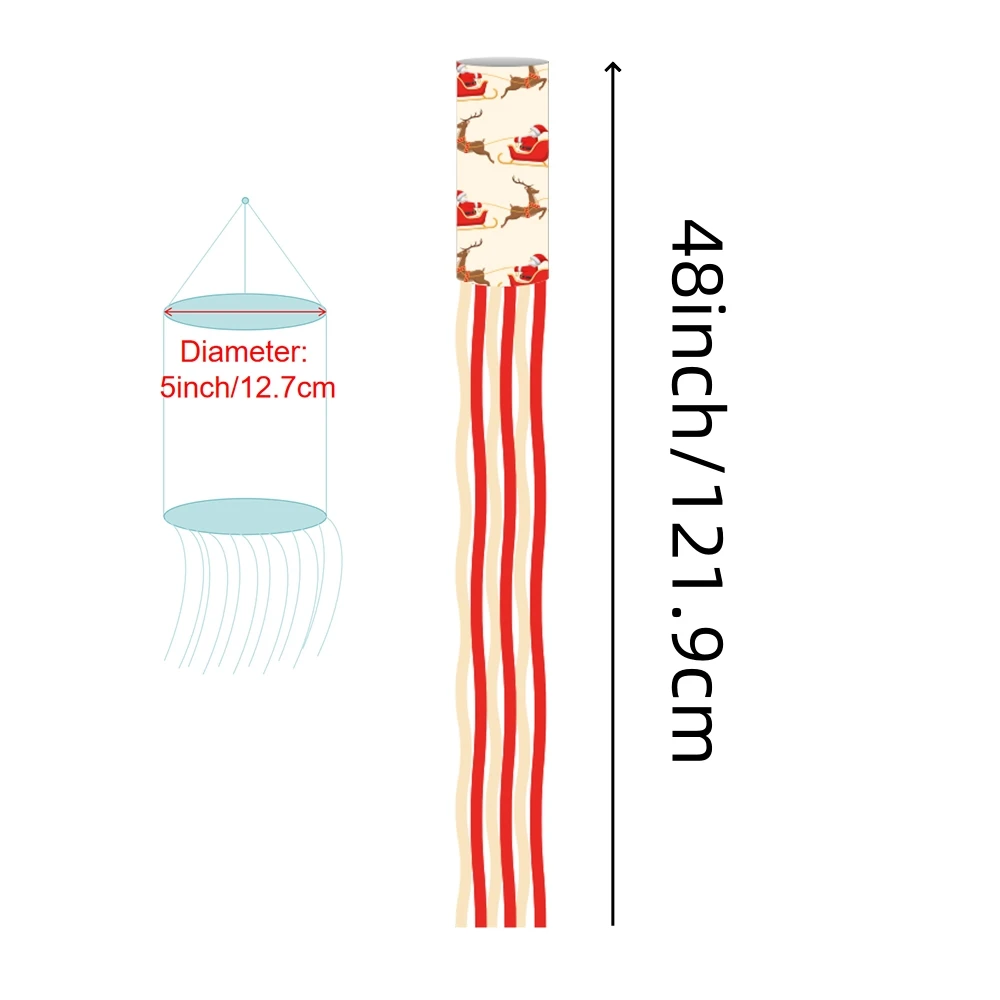 Merry Christmas Reindeer Santa Outdoor Windsock, Polyester material, Christmas Party Garden Celebration Garden Wind spinner D - view 3