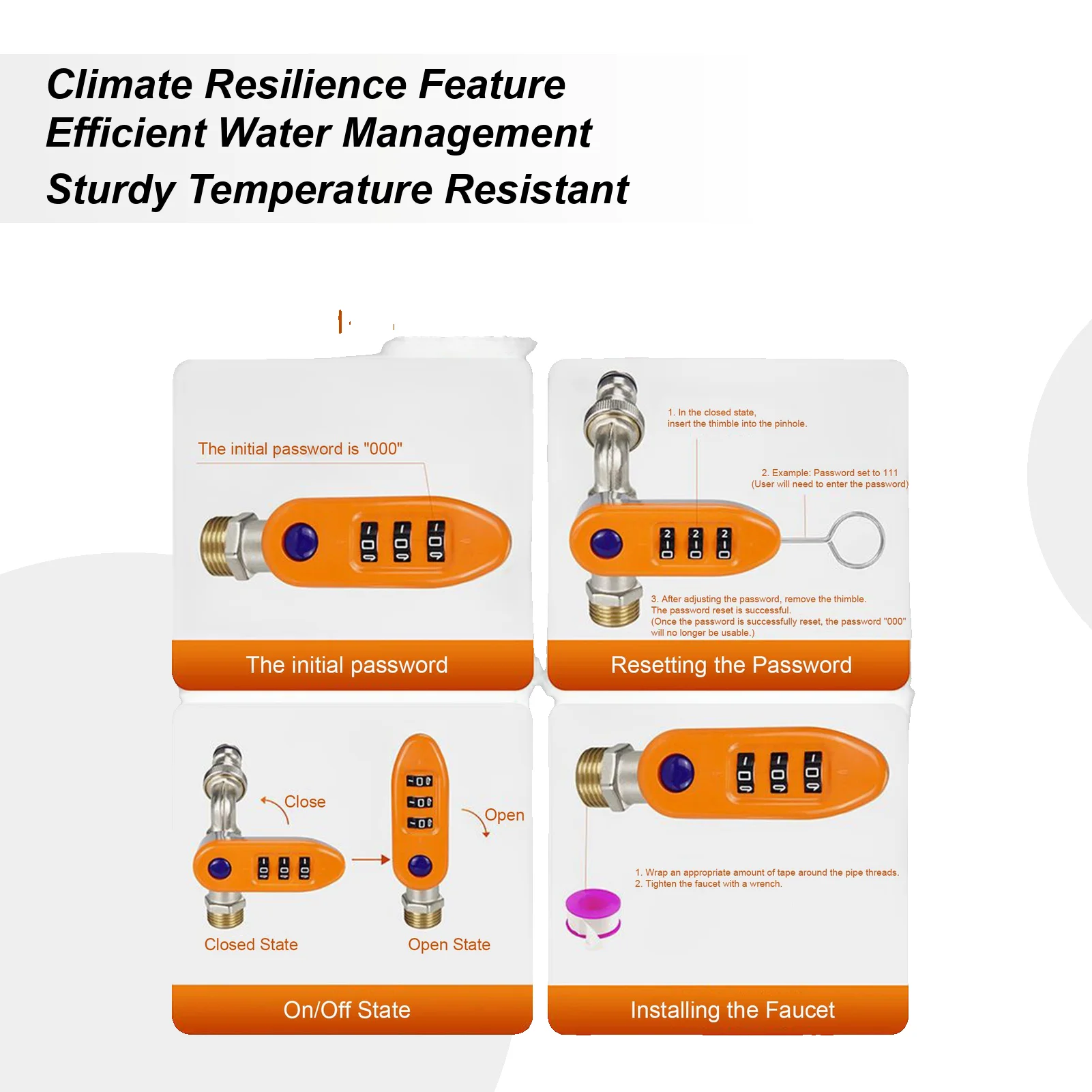 

Irrigation Lock System For Garden Frost-Proof Brass Faucet Lock For Garden Gardening Supplies Outside Spigot Device For