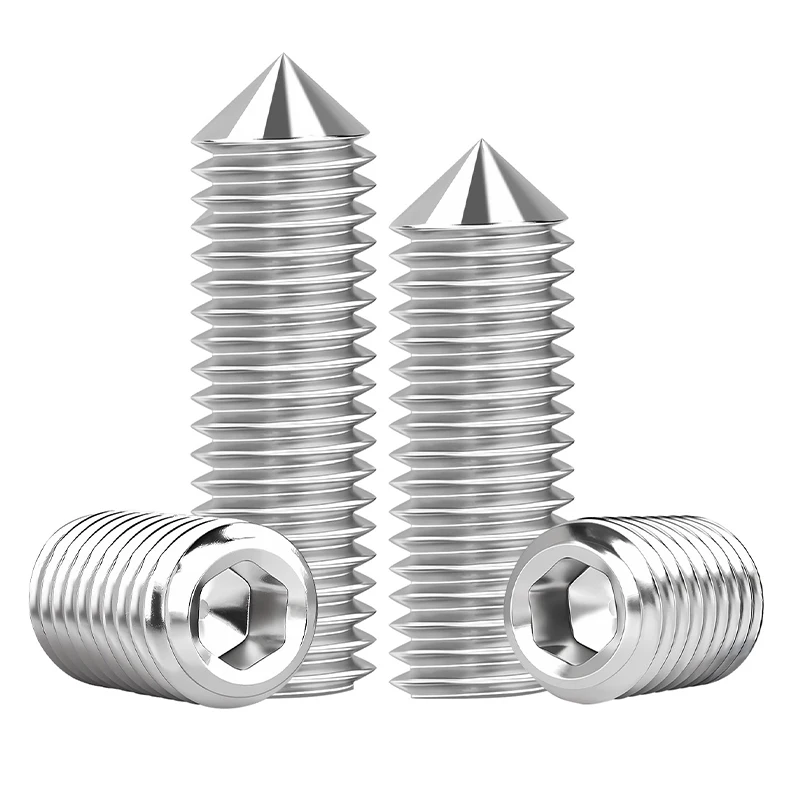 12.9 Grade Alloy Steel Grub Screw, 304 Stainless Steel Cone Point Set Screw, Hex Socket Headless Screw Fastener high hardness