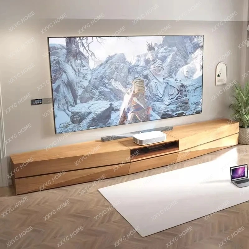 XXFactory Direct All Solid Wood Floor Projector Laser TV Special TV Cabinet Telescopic Light Luxury Custom Large Size