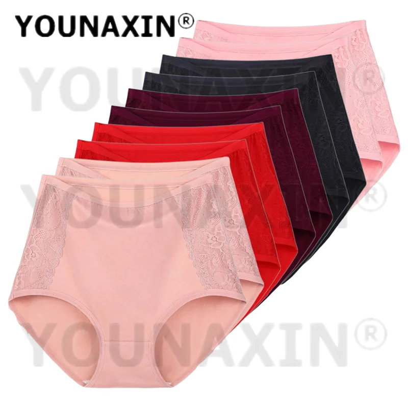 YOUNAXIN 10 Pieces Women's Underwear Abdominal Panties Middle-aged Briefs Plus Size XL-6XL Underpants Wholesale