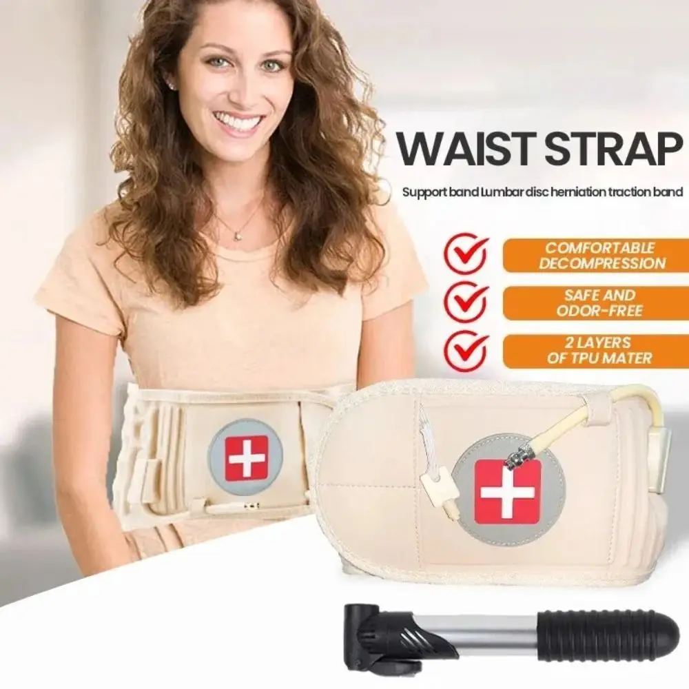 

Manual Air Pump Air Waist Support Belt PU+TPU Beige Air Traction Brace Cotton Black Lumbar Support Belt Back Lumbar