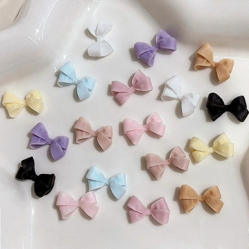 ภาษาฝรั่งเศสคําElegantสีBowknot Bow Tieน่ารักเรซิ่นริบบิ้นCharmหวานตกแต่งเล็บเล็บเครื่องมือDIYอุปกรณ์เสริมขายส่ง