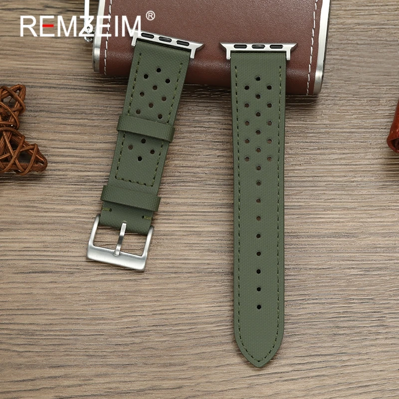 أساور معصم رياضية قابلة للتنفس لساعة أبل 1-10 SE Ultra Sailcloth حزام لساعة Iwatch 49/46/45/44/42/41/40/38 مللي متر