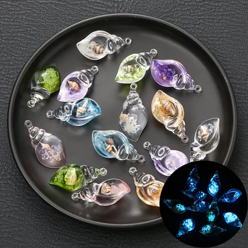 10 stuks transparante lichtgevende hars hanger charme kleurrijke schelp voor DIY glow-in-the-dark ketting armband sleutelhanger sieraden maken