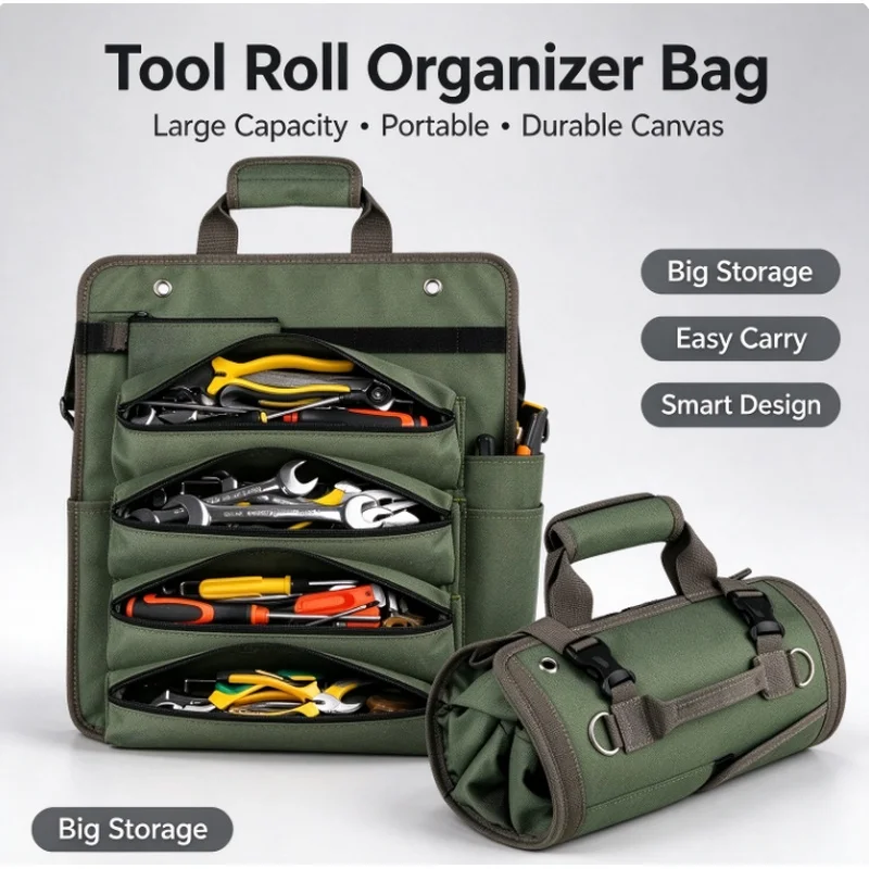 Christmas Stocking Stuffers Multi-Purpose Tool Bag Professional Multi Pocket Hardware Tools Pouch Roll Up Portable Small Tools