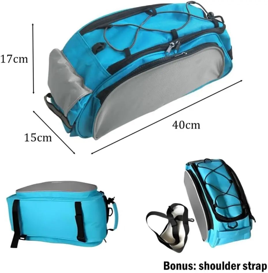 Bike Bag Rear Rack Bag Universal Bike Seat Bag with Removable Shoulder Strap Large Capacity Bicycle Storage Bag