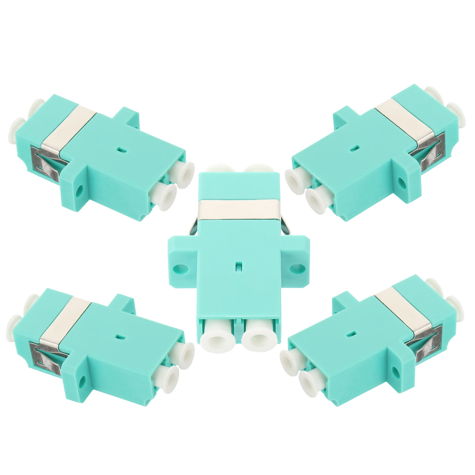 

5 pcs LC Female to LC Female Duplex Fiber Optic Connector Couplers Adapter Green OM4-Compatible Low Loss Reusable Fiber