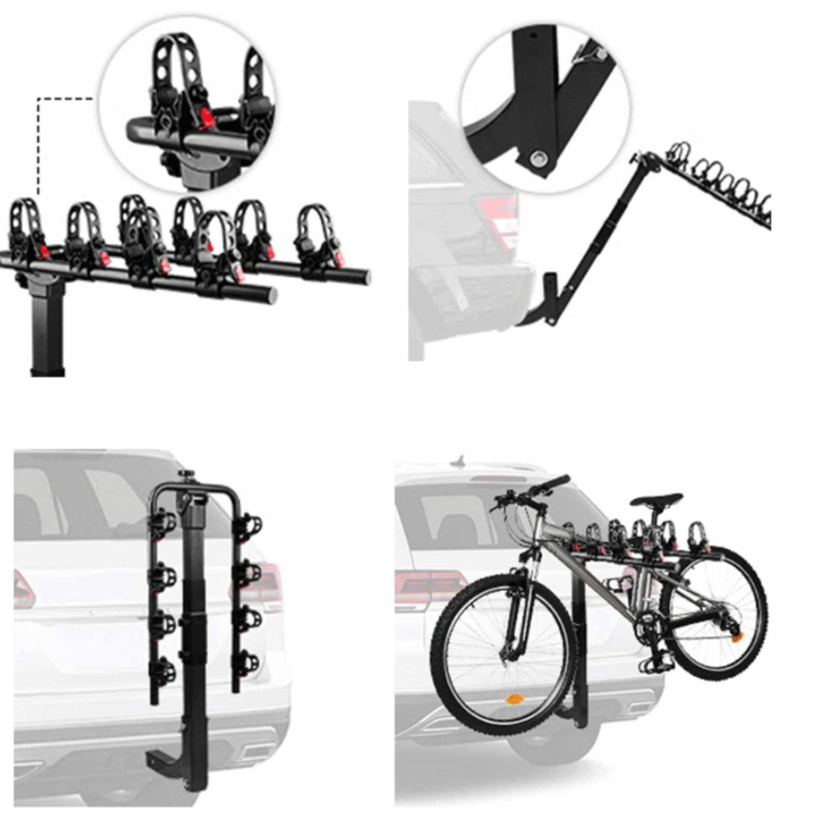 

Rear-Mounted Bike Carrier Foldable Rear Hitch Bike Rack Vehicle Cargo Gear Reinforced Frame Compact Storage