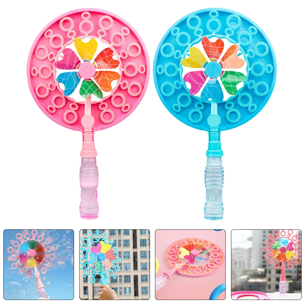 2 Pcs Bubble Wand Windmill Machine Crafts Bubbles Halloween Tray Kids Toys