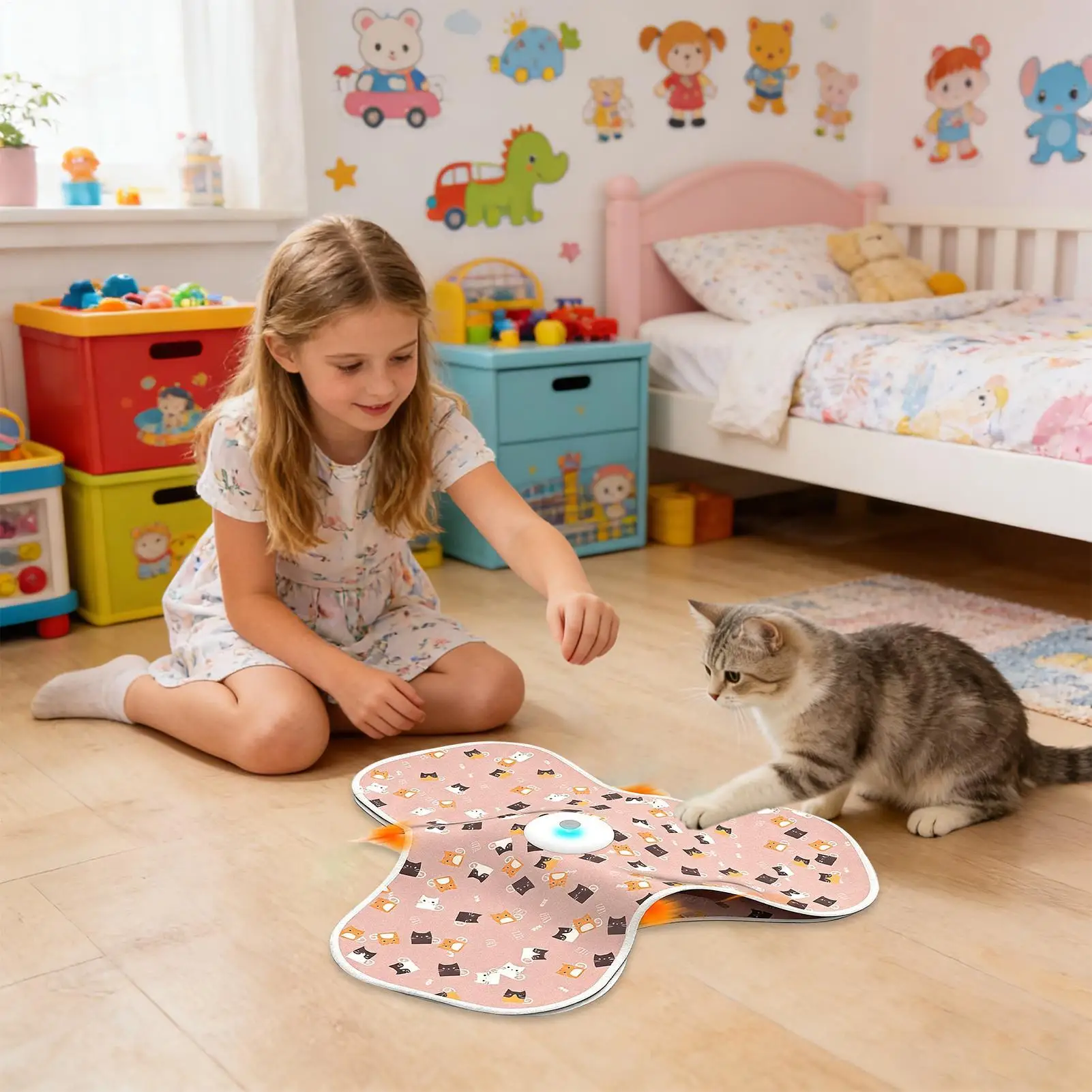 

Automatic Cat Toy Pet Quiet Game With Moving Concealed Teasers Rechargeable Cat Enrichment Toys For Apartment Corner Alone Time
