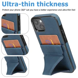 Leather with Card Holder Phone Case for IPhone 13 12 Mini 16 15 14 11 XS XR X Pro Max 8 7 Plus with Kickstand Shockproof Cover