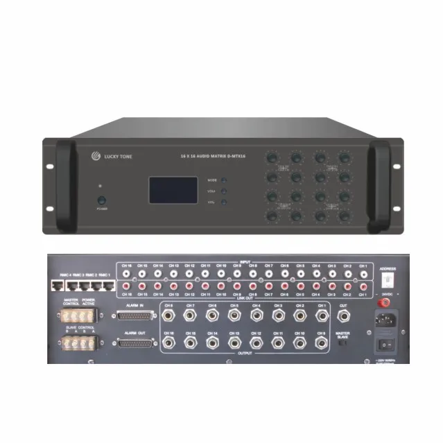 

D-MTX16 Powerful 16x16 Audio Matrix With LCD Display For Convenient Monitoring And Controls Priority For Zone Paging, Emergency