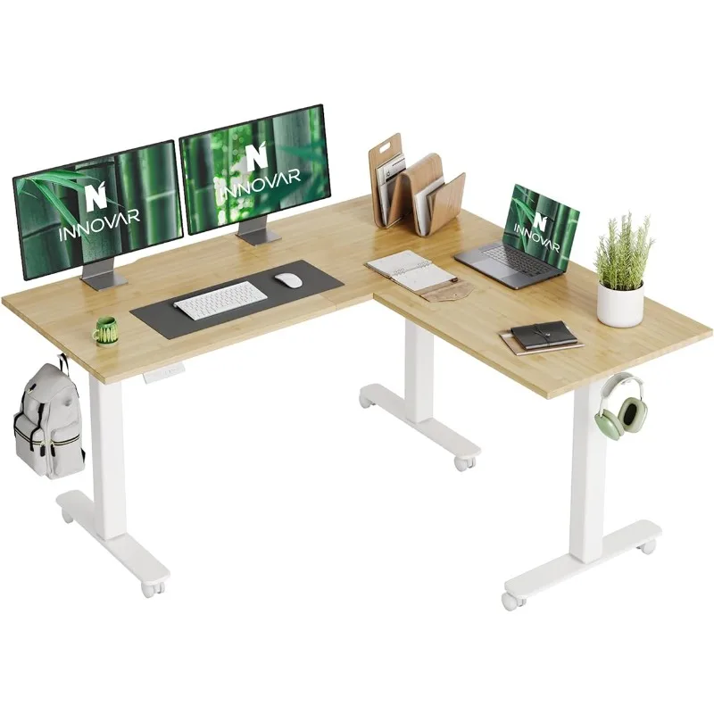 

Triple Motor L Shaped Standing Desk, 63 x 55 inch Corner Stand Up Desk, Adjustable Height Home Office Desk