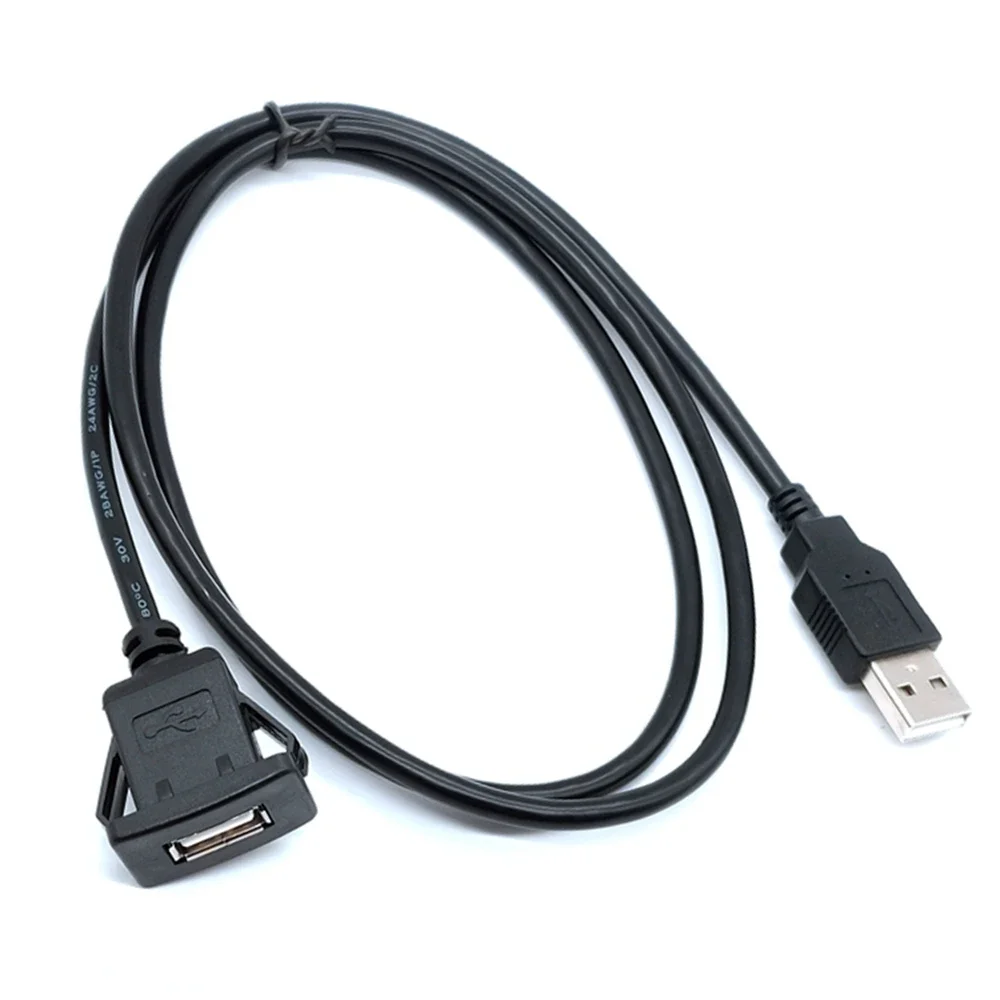 USB Male to Female AUX Flush Panel Mount Extension Cable for Car Truck Boat Motorcycle Dashboard (Square Head 1M 2M