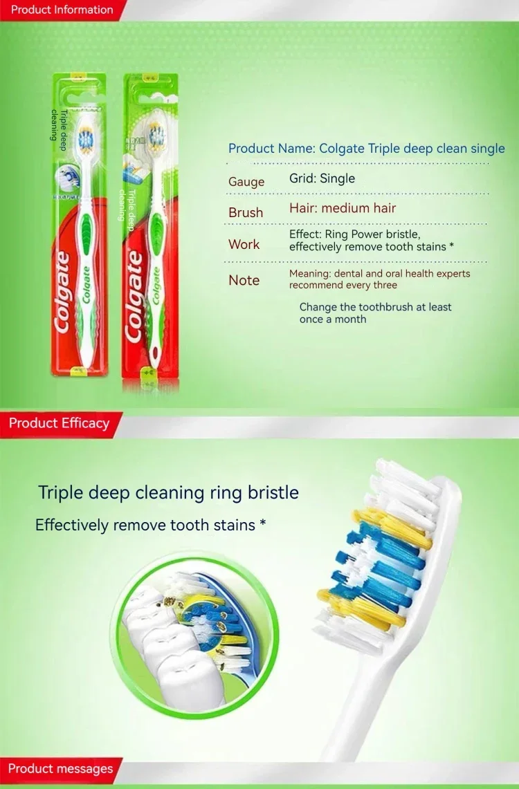 Colgate Zahnbürste mit mittelharten Borsten für Erwachsene, sanfte Reinigung für empfindliche Zähne und Zahnfleisch, Mundpflege für den Haushalt, zufällige Farbe – Detail 2