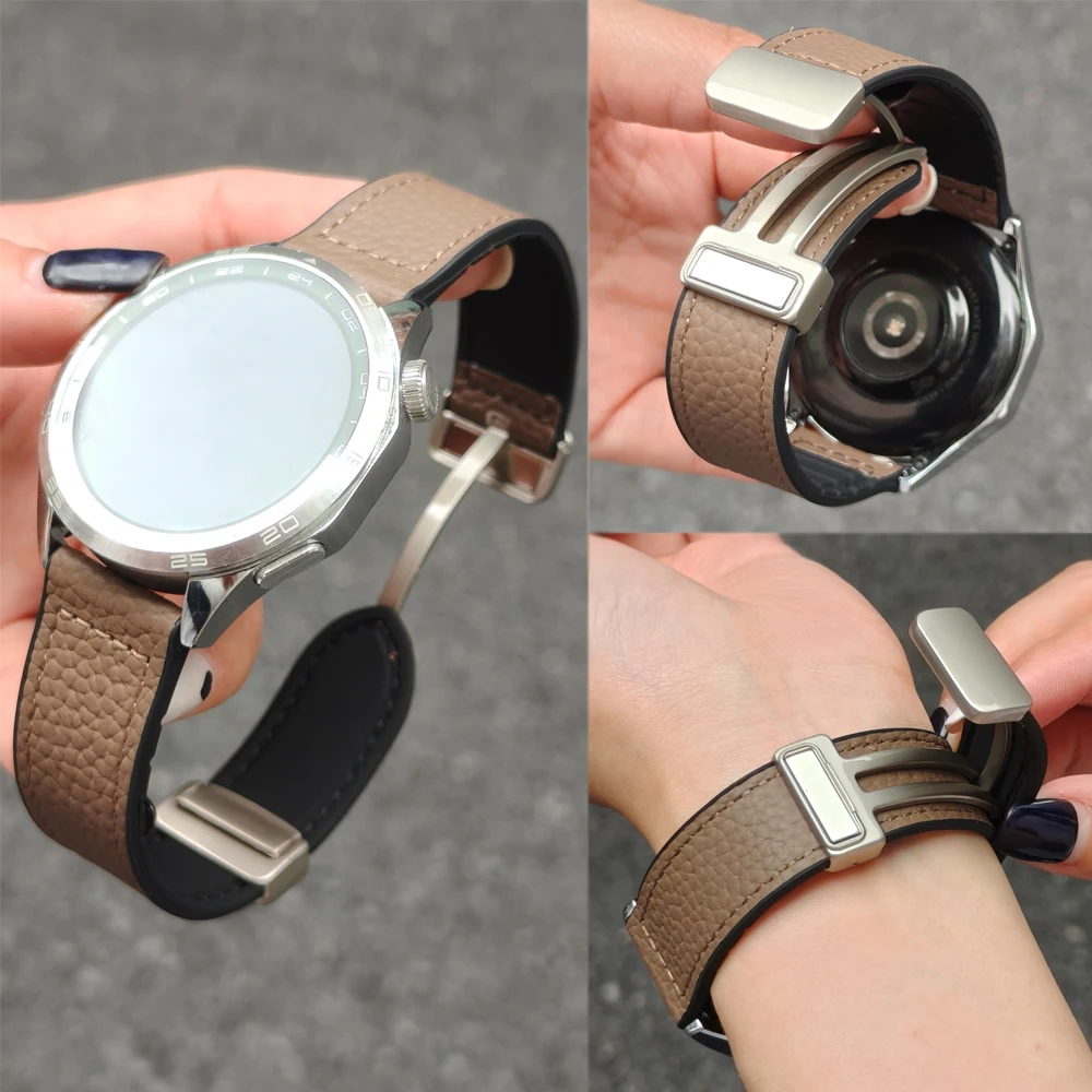 

Leather Silicone Strap For Samsung Galaxy Watch 7 6 5 40mm 44mm 20/22/18mm Men Magnetic Bracelet Watchband For HUAWEI GT 5 6
