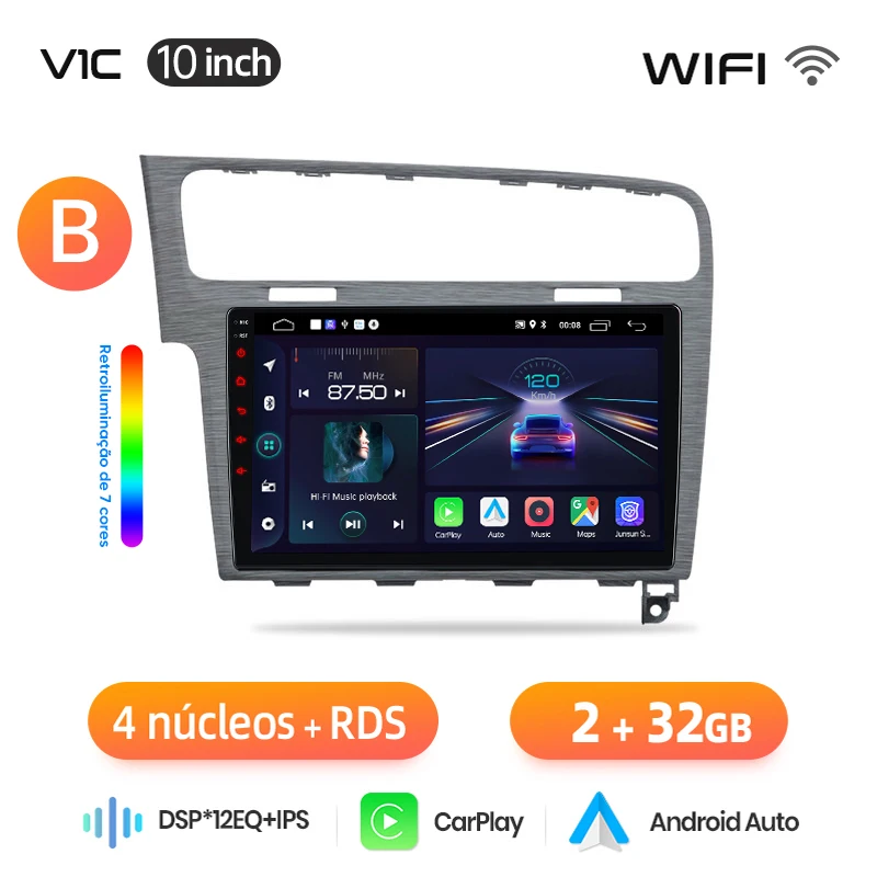 Junsun Wireless CarPlay Android Auto voor VW Golf 7 mk7 2013-2017 8-Core autoradio intelligent systeem 2 din GPS BT 4G