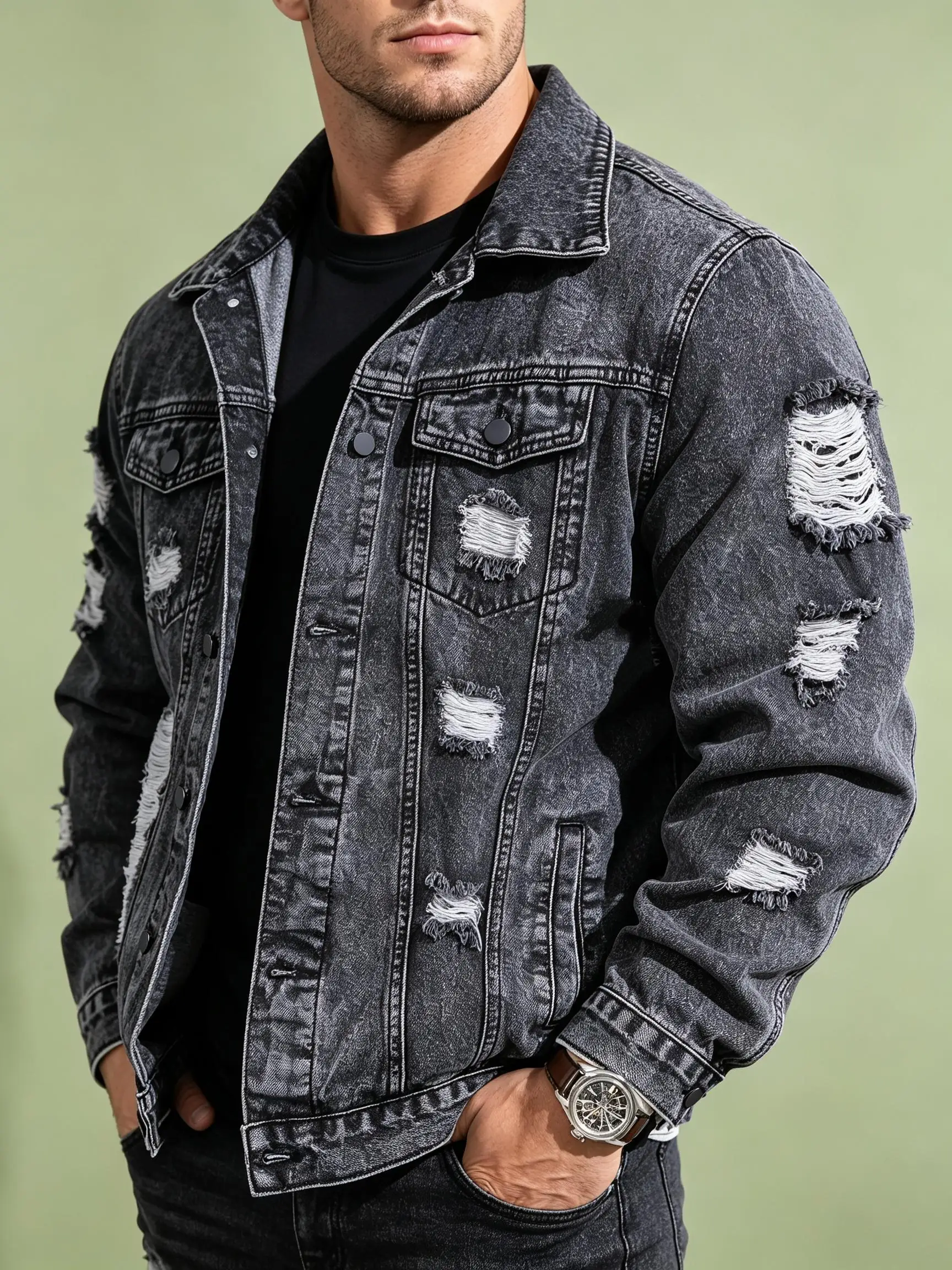 Y2K Graffiti Print Denim Jacket For Men, Hip Hop American Streetwear, Romantic Gift For Lover