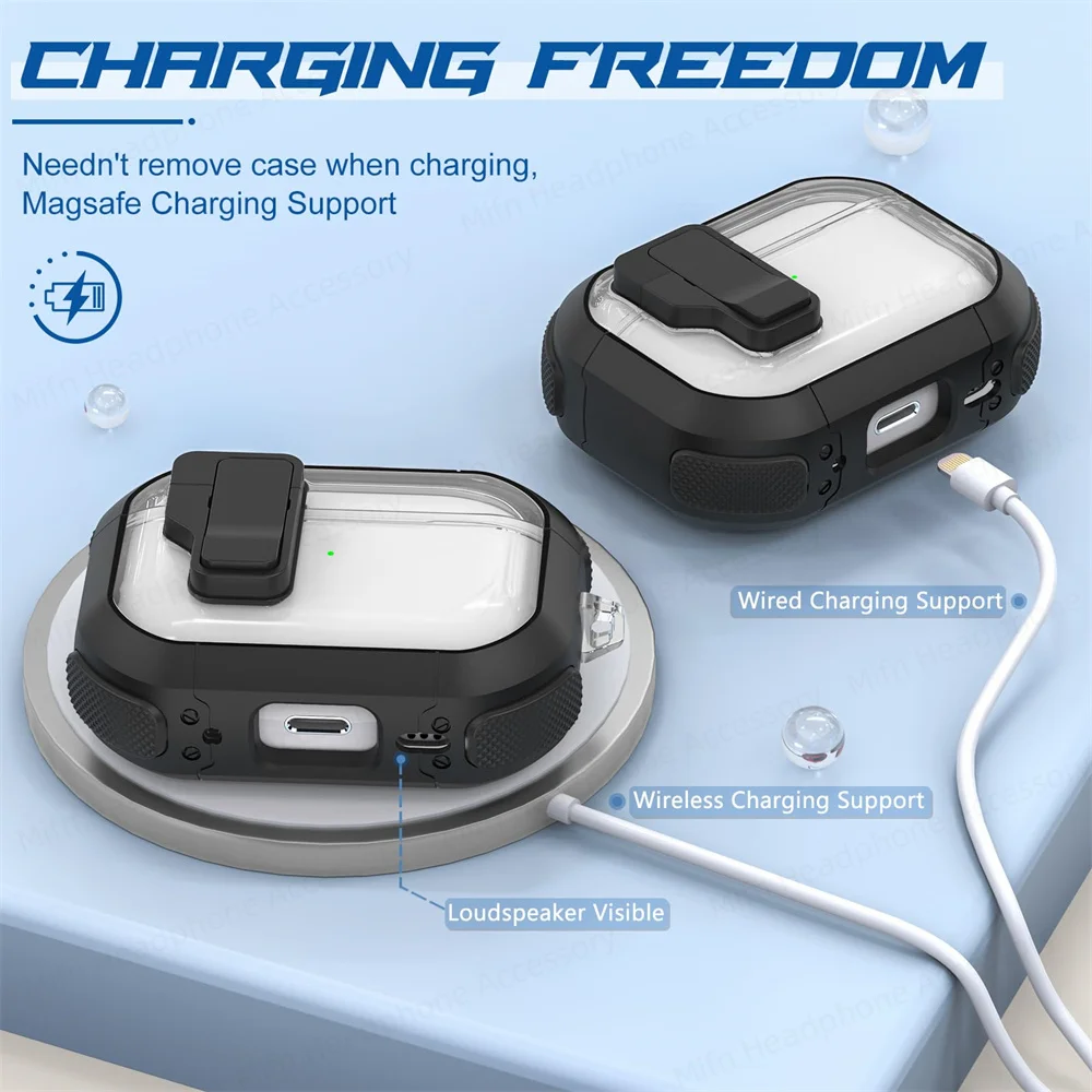 에어팟 프로 케이스 스위치 투명 헤드폰 케이스, 에어팟 프로 2 세대, 1 세대, 2023 2022/2019 용, 키체인 포함, 신제품