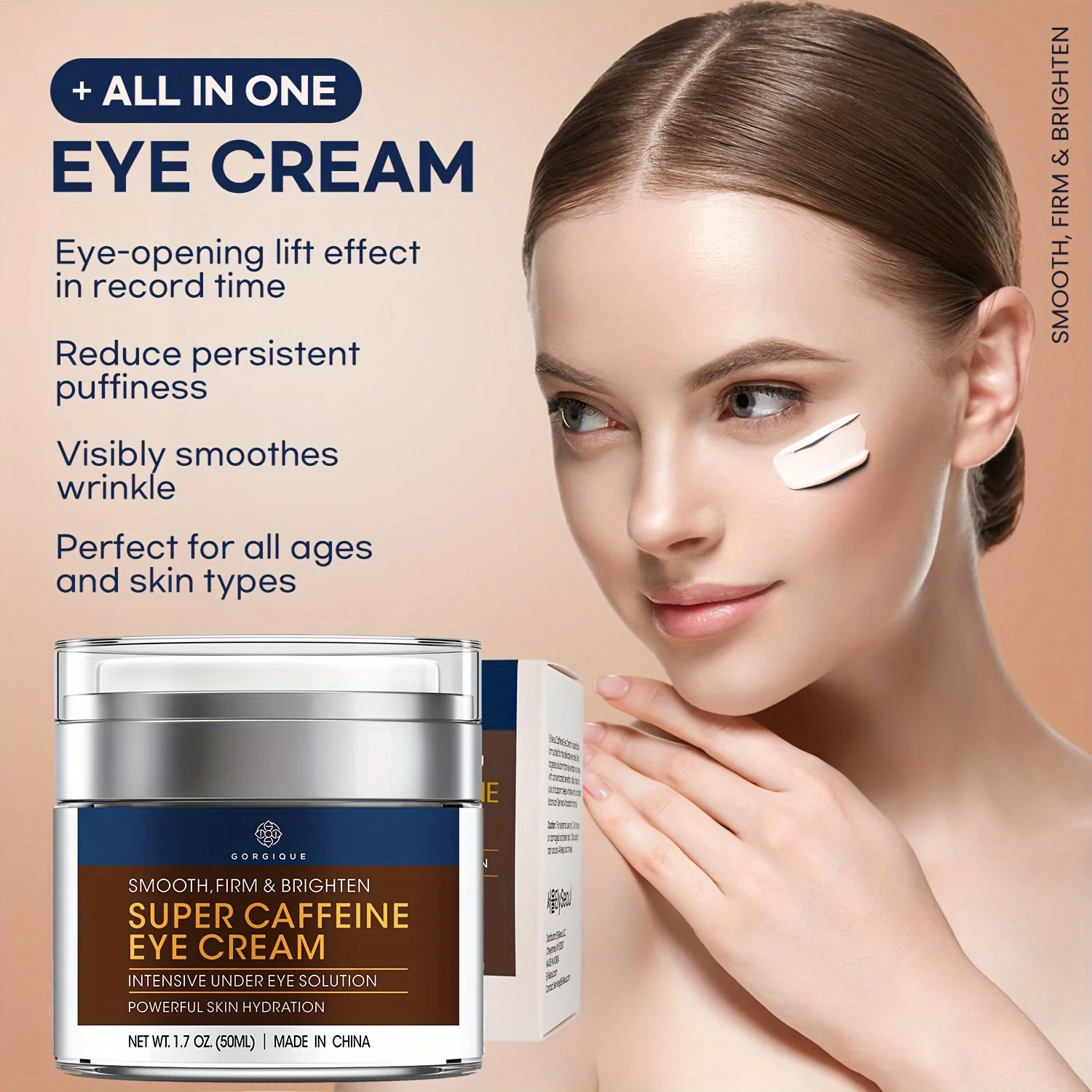 Caffeine Eye Cream for Dark Circles and Puffiness Under Eye Cream Multi Peptides