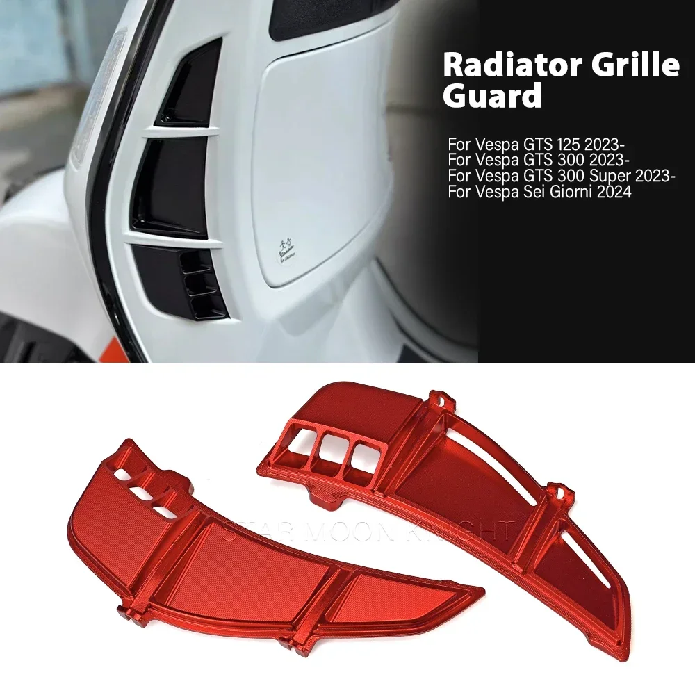 For Vespa Sei Giorni 2024 GTS125 GTS300 Super GTS 125 300 2023- Accessories Aluminum Alloy Radiator Grille Guard Protector Cover