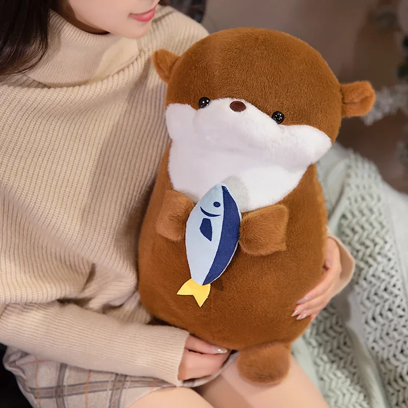 1pc 30/40cm New Lovely Otter Hug Fish Plush Toys Stuffed Wild Animal Dolls Soft Sloth Pillow Christmas Room Decor Gift for Kids