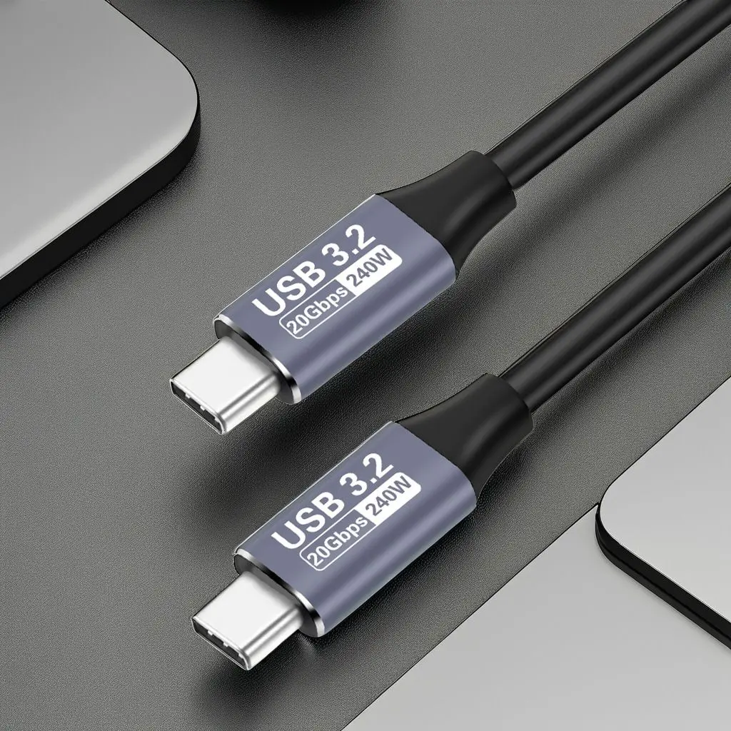 USB 3.2 20Gbps 240W Type-C to Type-C Cable 4K 60Hz Video Fast Charging Data Transfer Cord for Steam Deck ROG Ally Laptop SSD