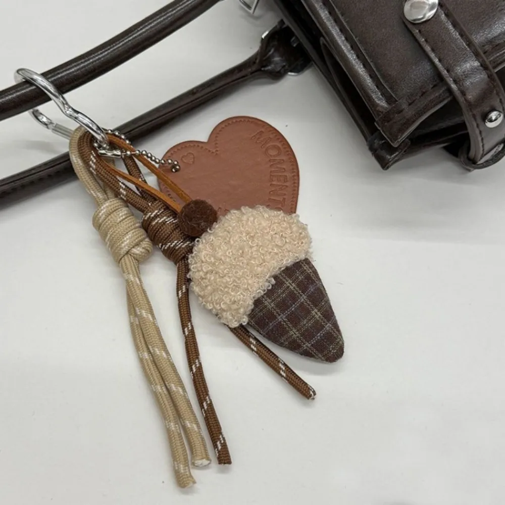 Niedlicher Plüschbär-Eiscreme-Anhänger Schlüsselanhänger Trendiges Gewebtes Seil Schlüsselring Charm Schlüsselhalter für Schlüssel Taschen Geschenke Accessoire