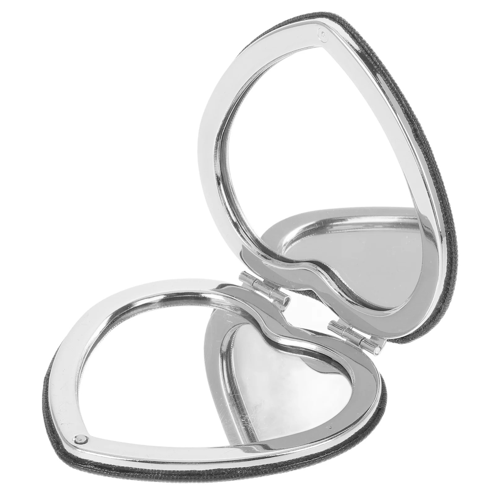 مكياج صغير الحجم على شكل قلب، محمول على الوجهين، قابل للطي للمحفظة، سفر صغير للنساء، فيونكة معدنية لطيفة