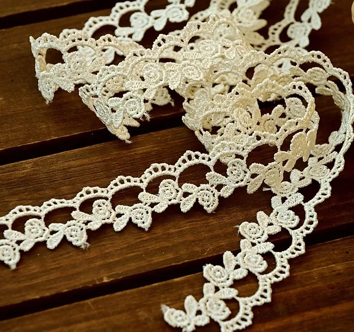 7Yard/Los 2,5 cm breit wasser lösliche hohle Stickerei Spitzen besatz Hochzeits kleid Kleidung Halskette Gurtband DIY dekorativ – Detail 7