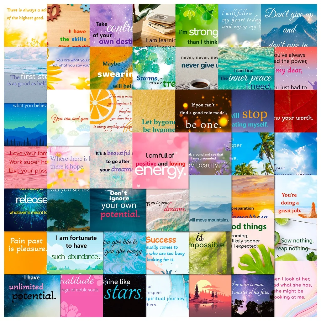 50개 아름다운 힐링 영감을 주는 유명인 인용문 그래피티 스티커 헬멧 핸드 어카운트용 블링블링 스티커 스토어