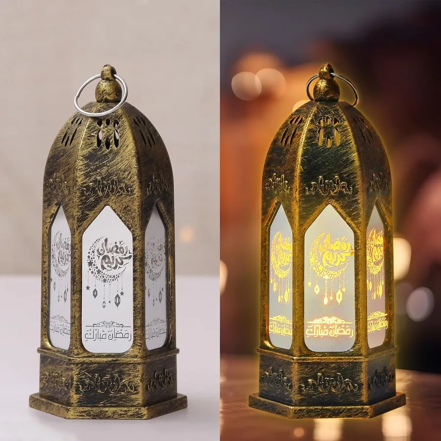 ALIBBON 2 шт. фонарь Рамадан мини винтажный бронзовый фонарь-свеча декоративные подвесные фонари Ид Мубарак лунный замок фонари R