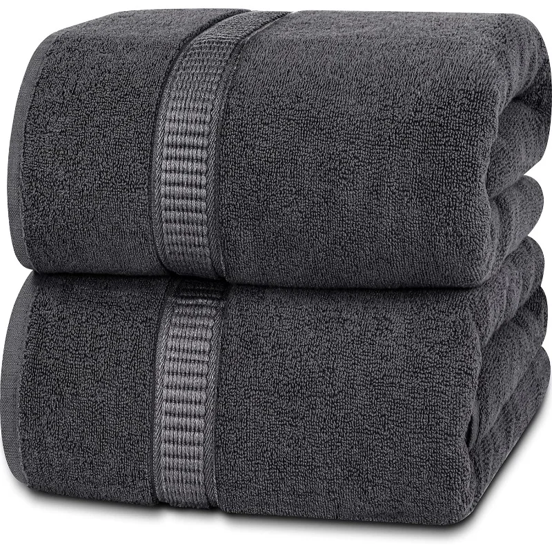 

Premium Jumbo Bath Sheet (90 x 180 cm, 2 Pack) - Ring Spun Cotton Highly Absorbent and Quick Dry Extra Large Bath Sheet - (Grey)