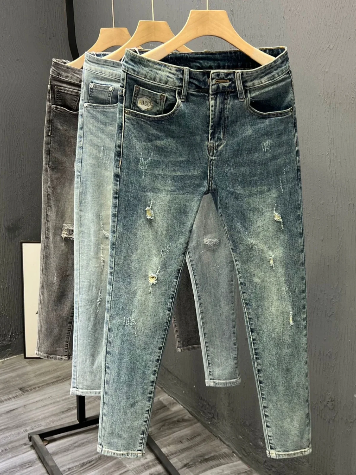 

Slim Fit Men's Jeans Casual Thin Cotton Polyester Blend Summer Spring Autumn Sle Comfortable Breathable Youthful Trendy