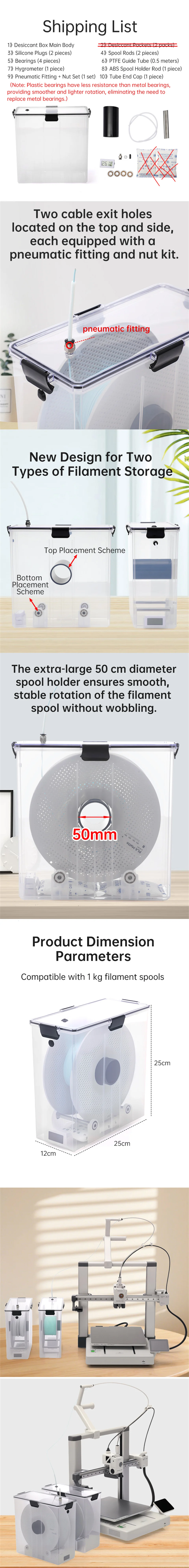 3D-Drucker Filament Trockenbox Lagerung Heißluftheizung Lagerung Druckmaterial Halter Feuchtigkeitsbeständig für Filamente Trockner Box – Detail 1