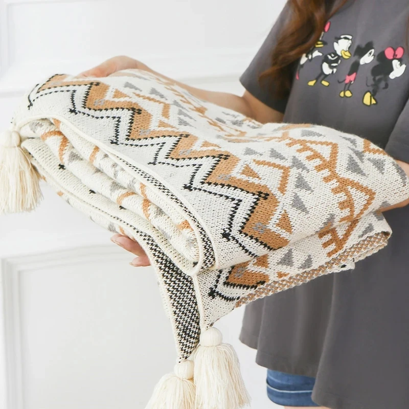 Bohemian Knitted Throw Thread BlanketDeken Cobertor Plaid Bed Decoration Sofa Towel Bed Cover Vintage Tapestry Bedspread Kids