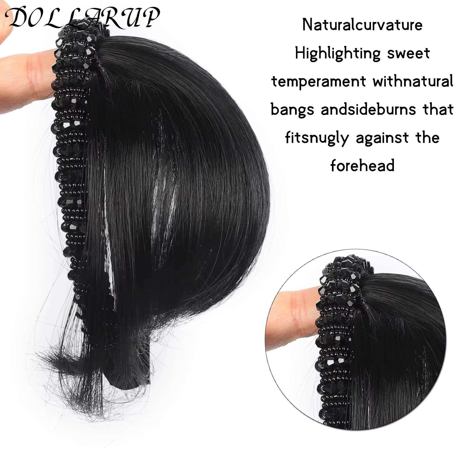 JKL Headband Bangs hairpiece in one piece Synthetic Short Straight Bangs Hair Extension Fake Fringe For Women Hair Access