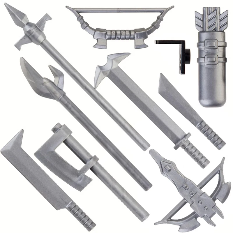 Medieval Military Accessories Building Blocks Figures Weapons Spears Bows Arrows Halberd Knife Sword Axe Broadsword Bricks Toys