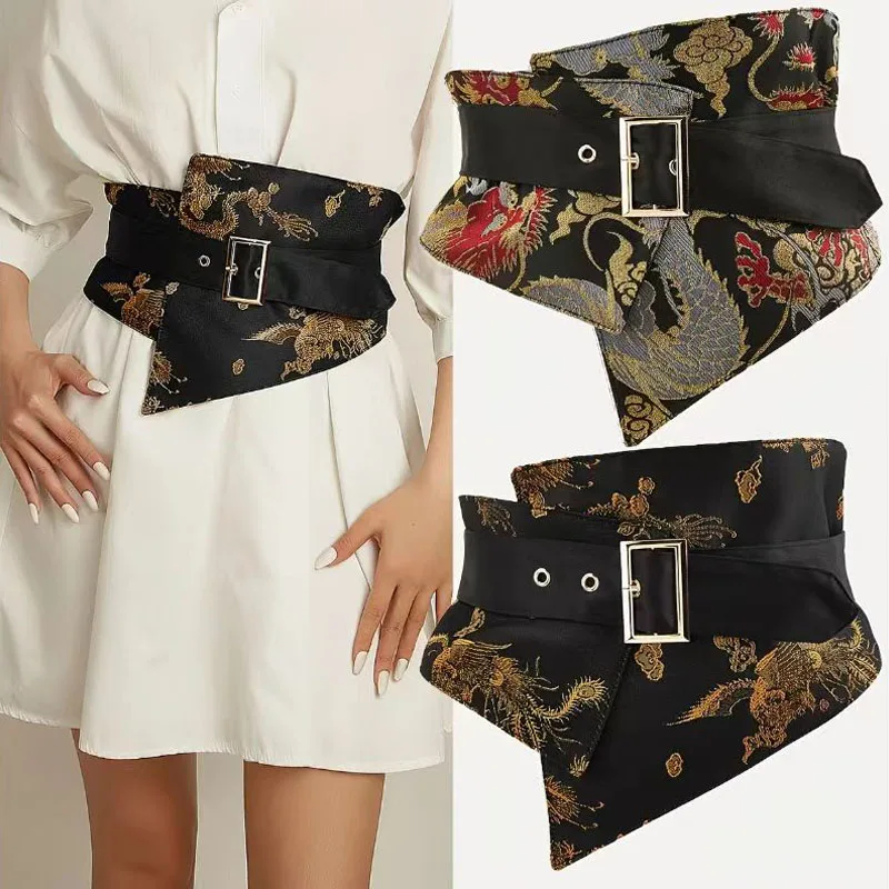 elastic-embroidered-wide-belt-for-women-dress-ethnic-style-stretch-corset-cincher-belt-waist-band-with-buckle