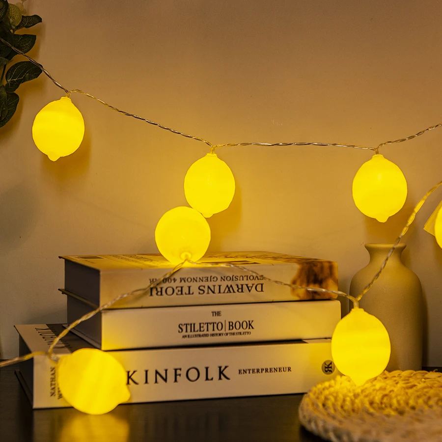 LED room decoration hanging light lemon shaped small colorful light fruit light string indoor atmosphere light strip