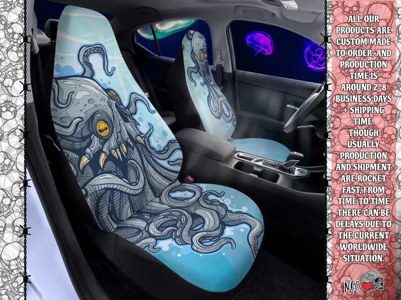 Kraken Car Seats Covers, Hand drawn monster Cats Seat Covers, Seat Cover for Car, Car Seat Protector, Car Accessories